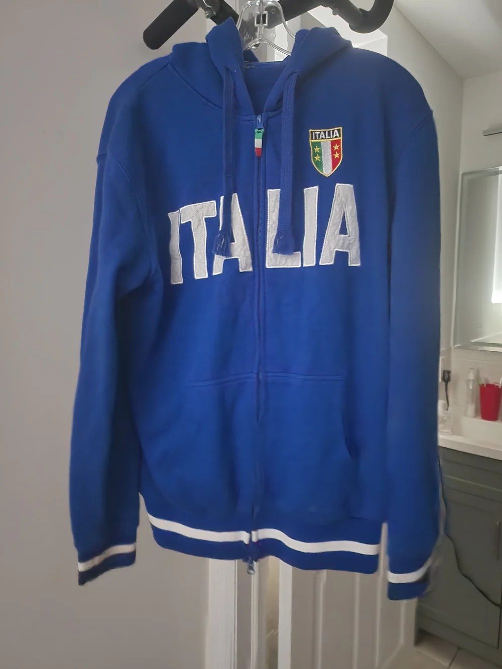 Italia Zip-Up Hoodie Sweater - Royal Blue